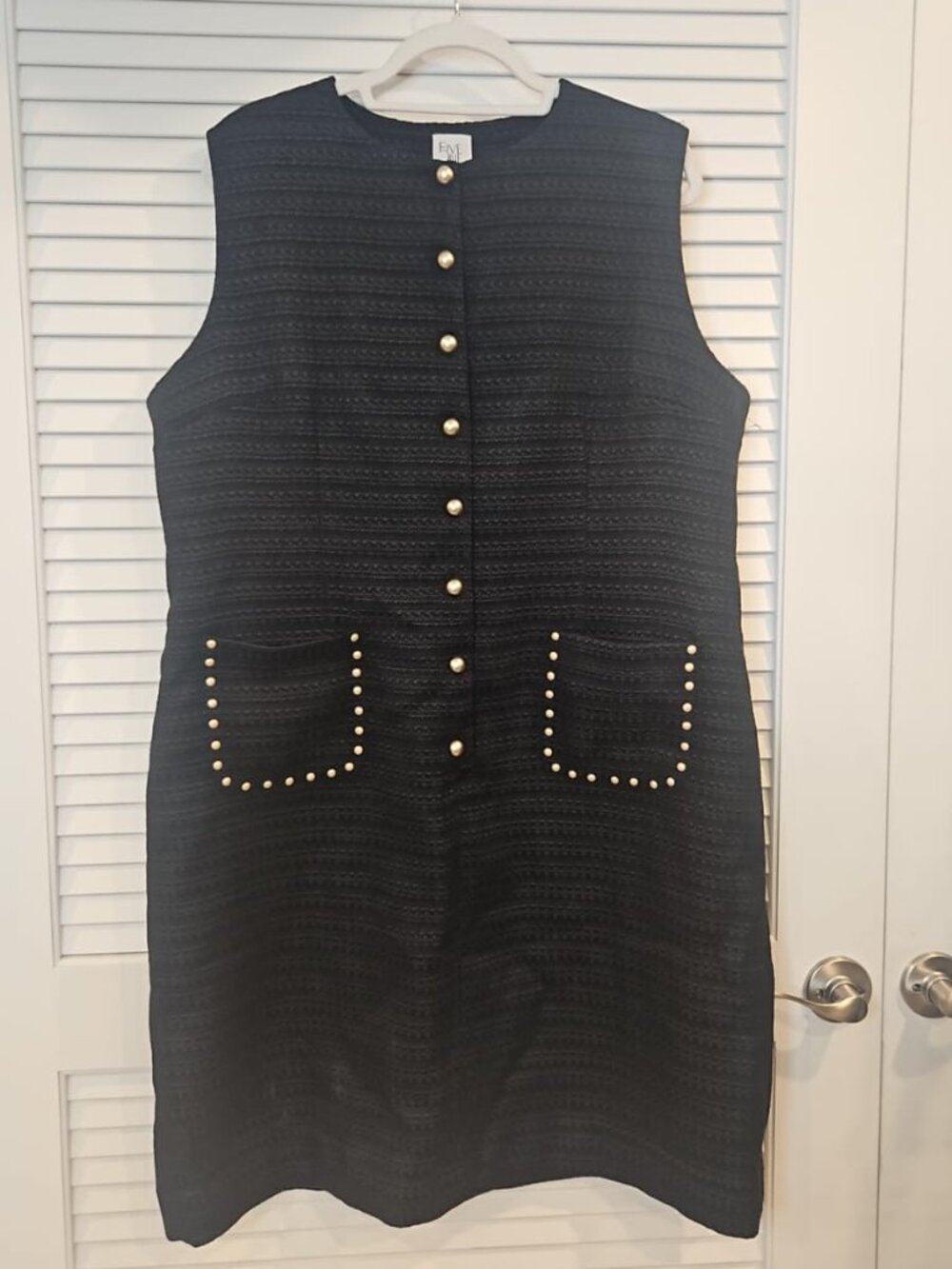 Sleeveless Black Dress by FiveOne with a Textured Knit-Style Fabric